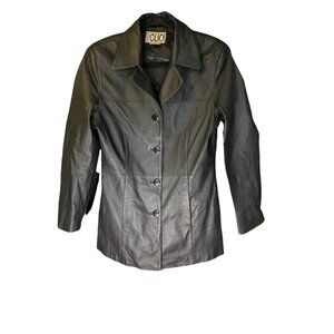 Vintage 1980's Women's Black Fitted Leather Jacket Size 6